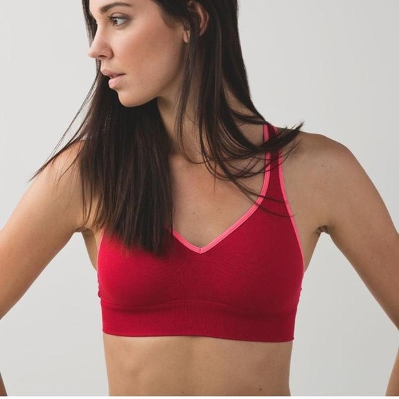 lululemon red sports bra with‎ pink lining - Picture 1 of 5